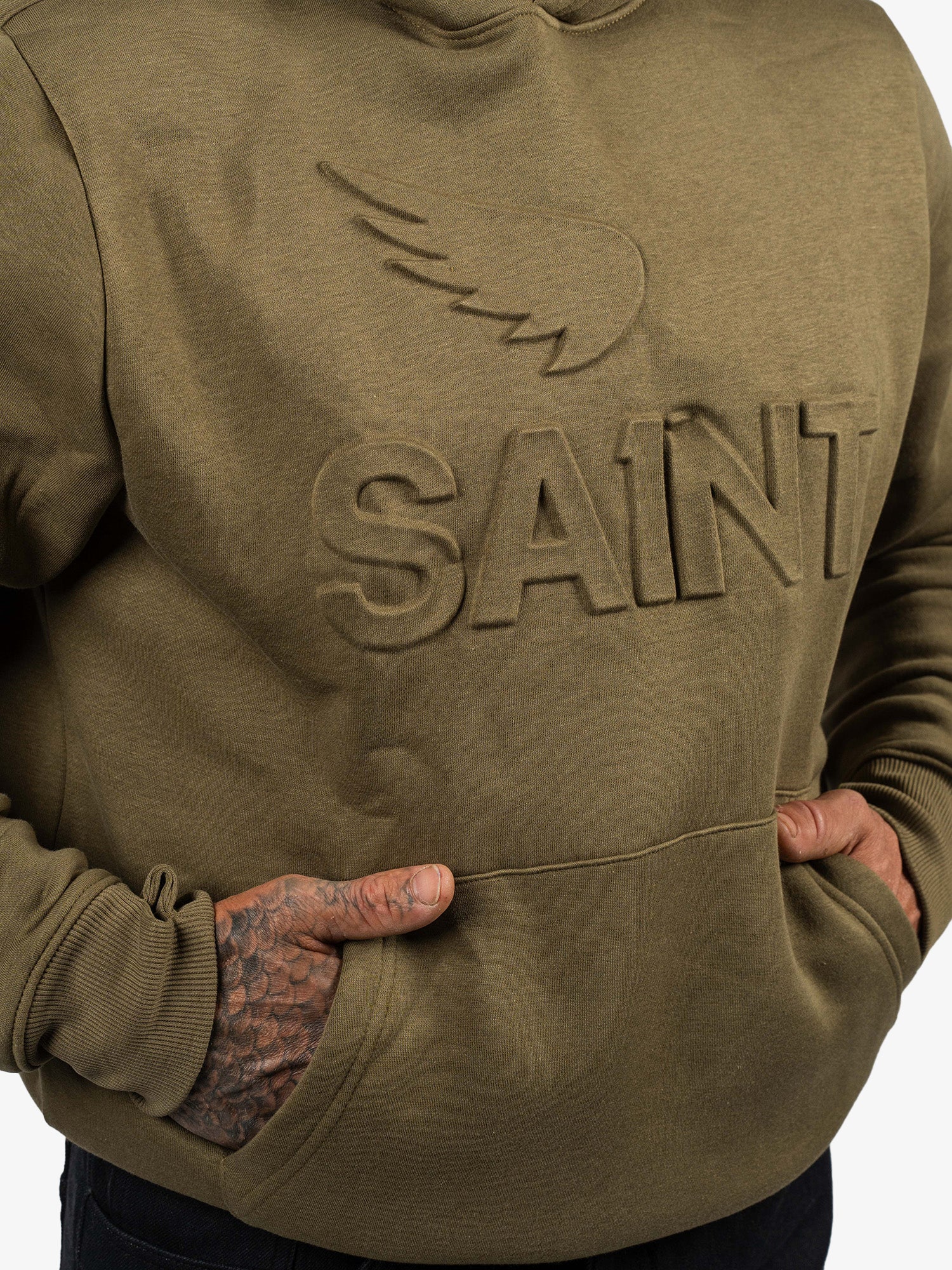 Embossed Cotton/Tencel Hoodie - Green
