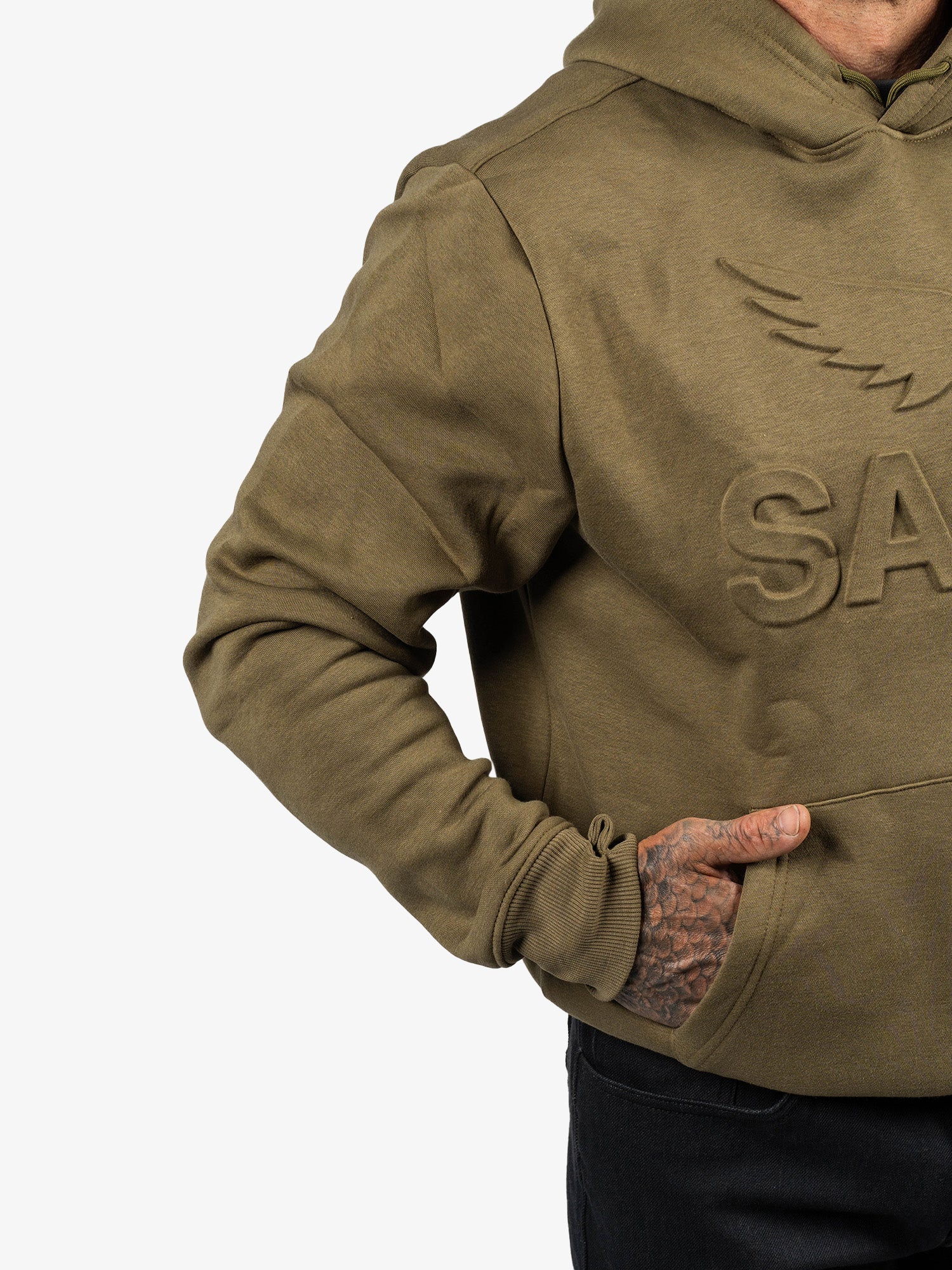 Embossed Cotton/Tencel Hoodie - Green