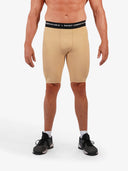 Mens Performance Compression Shorts | Beige