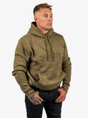 Embossed Cotton/Tencel Hoodie | Moss Green