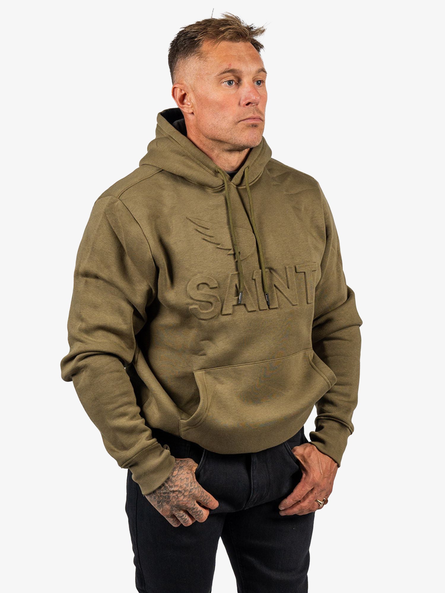 Embossed Cotton/Tencel Hoodie - Green