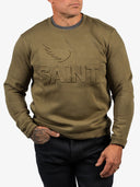 Embossed Cotton Tencel Crew | Moss Green