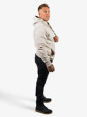 Embroidered Cotton/Tencel Hoodie | Stone